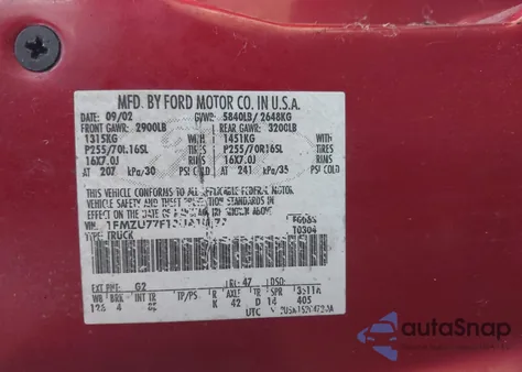 2003 Ford Explorer Sport Trac Xls/Xlt from USA, damaged, VIN 1FMZU77E13UA10177